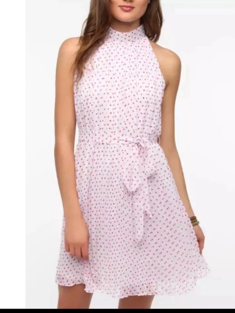 UO Pins & Needles Polka Dot Pleated Dress